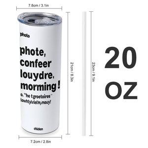 Travel Drink <b>Mug</b> 20oz Straight Car Cup <b>Double</b> <b>Wall</b> Stainless Steel Heat Cold Keep Custom Logo - Product Image 1
