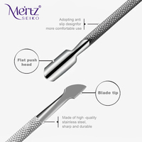 Pousse-cuticules en acier inoxydable de qualité supérieure 2 en 1 avec logo personnalisé pour les outils de manucure en salon et à domicile