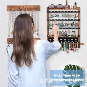 Wooden Wall Mounted Jewelry Rack 4 Layers 32cm Necklaces Bracelets Storage Display Organizer - Product Image 4