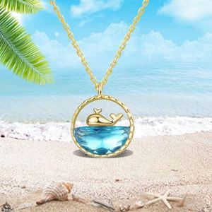 สร้อยคอจี้รูปปลาวาฬกันน้ำสแตนเลสสีทองและสีเงินสำหรับผู้หญิงหลากหลายน่ารักป้องกันการแพ้ - Product Image 5