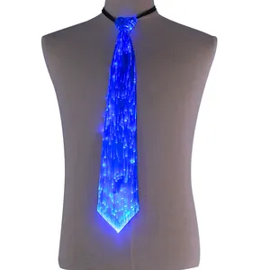 ขายร้อน Led Light Up ส่วนบุคคล Ties ชาย Luminous ไฟเบอร์ออปติก Zipper เนคไท