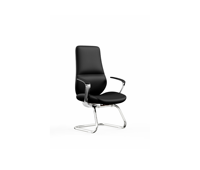 Chaise de visiteur à dossier haut en cuir PU avec base cantilever incurvée et accoudoirs rembourrés pour mobilier de réception et de conférence