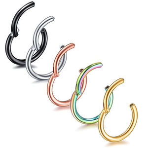 Aro para la Nariz Sin Costuras para Perforaciones Corporales |   Pendientes de Aro para Cartílago con Bisagras de Acero Inoxidable 316L, Anillo para Labio y Anillo para Septum - Product Image 5