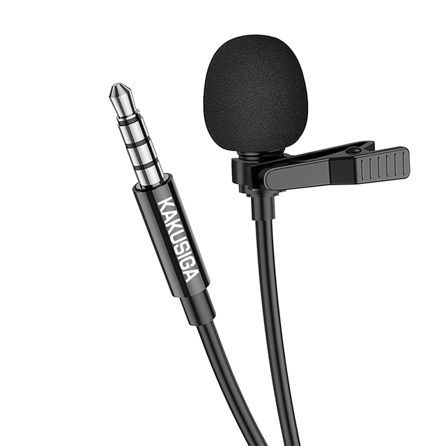 KAKUSIGA 2m 3.5mm Omnidirectional Lapel Microphone KSC-762 MAIHAO Lightweight Electret Lavalier Mic Factory Supply Black