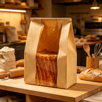 Sachet Doypack en Papier Kraft avec Fenêtre et Fermeture à Lanière, Anti-graisse, pour Biscuits, Pâtisseries et Snacks, Vente au Détail et en Gros