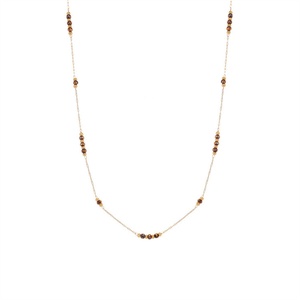 Personalized Women's Stainless Steel <b>Gold</b> Plated Beaded Chain Necklace and <b>Anklet</b> Set with Amber Glass Beads - Product Image 2