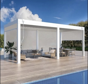 Pergola bioclimatique d'extérieur moderne avec persienne en aluminium Usine OEM 3x3 3x4 4x4 <span class=keywords><strong>6x4</strong></span> Tailles M Cadre en métal - Product Image 4
