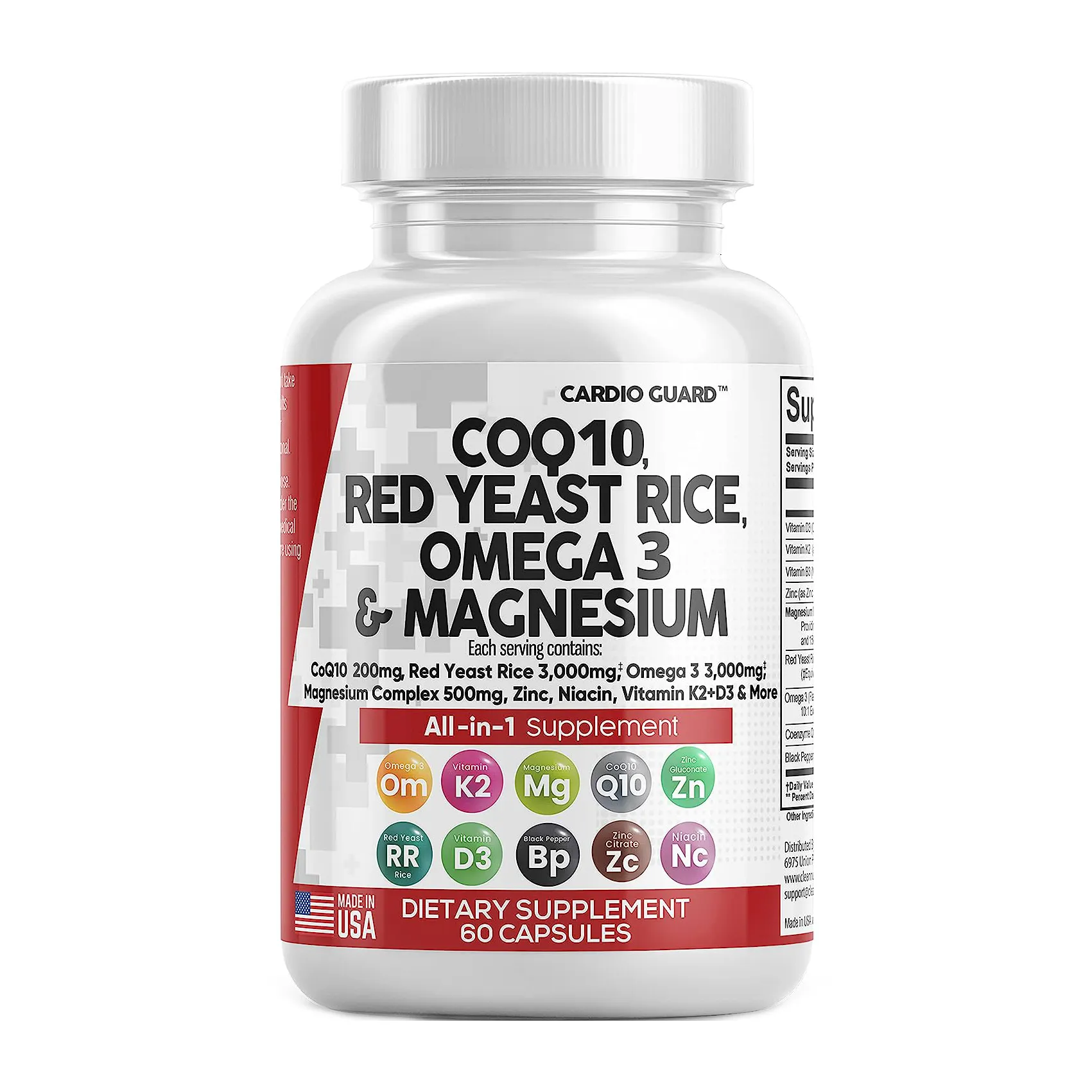 Coq10 Capsules Rode Gist Rijst Omega 3 Magnesium Niacine Vitamine K2 D3-Herbal Supplementen Volwassen Hart Gezondheidsondersteuning Anti-Aging