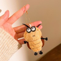 Porte-clés lumineux en peluche super douce, motif cafard mignon et original, pour sac à dos, article de stand d'étudiant, petit cadeau