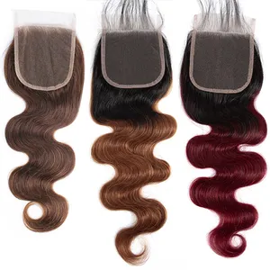 Letsfly Kinky Curly 4x4 Lace Closure 14-24 Inches Brazilian Human Hair Extensions Natural Hair Line Factory Sales Free Shipping
