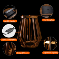 Lumières LED solaires extérieures pour jardin, jardin, sol suspendu, éclairage solaire, cadre en bois résistant aux intempéries, style naturel