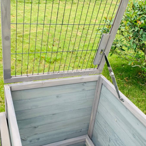 SDR044 Factory Fashionable Solid Pine Wood Rabbit Hutch Iron Frame Horizontal <b>Sliding</b> Closure Folding Design Eco-Friendly Print - Product Image 4