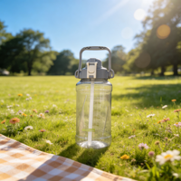 Bouteille d'eau Longstar réutilisable de 2 L (demi-gallon), écologique, anti-fuite, sans BPA, avec revêtement alimentaire, pour boire directement en voyage