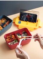 Boîte à lunch empilable écologique de 1400 ml, durable, sans BPA, en plastique, avec couverts, pour l'école et la restauration au bureau