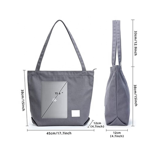 Tùy chỉnh in túi và dây kéo bông lớn mua sắm vải trắng Túi tote - Product Image 2