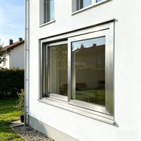 Ventanas Corredizas de Acero Inoxidable de Diseño Moderno, Ventanas Corredizas de Acero Inoxidable Antirrobo