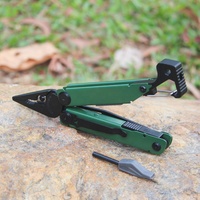 Couteau pliant multifonctionnel vert pour extérieur, pinces EDC, outil combiné de camping avec boucle de sécurité pour usage domestique et bricolage