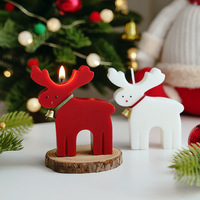 Bougie parfumée en forme de renne de Noël, cadeau fait main avec parfum de poire anglaise et freesia, rose en velours, pour les fêtes, décoration de la maison, ornement