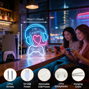 Lumière d'ambiance à thème e-sport, néon RVB en forme de cœur, pour casque et manette de jeu, décoration de bureau pour salle de gaming et streaming en direct - Product Image 2