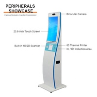 Kiosque distributeur de cartes d'hôtel à auto-enregistrement avec écran tactile, lecteurs de codes-barres et de passeports, kiosque libre-service LCD sur pied