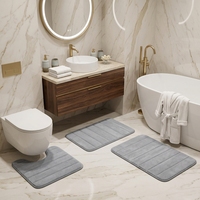 Tapis antidérapant en mousse à mémoire de forme absorbante pour salle de bain - Design bohème rayé doux, fabriqué à la machine, tailles personnalisables, certifié BSCI
