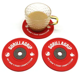 Su geçirmez 3D Mini halter modeli PVC Coaster plaka özelleştirilmiş spor ekipmanları spor Fitness bira matı içecek çay bardak