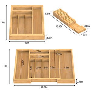 WDF Bambu Genişletilebilir Çatal Bıçaklık Düzenleyici, Çatal Bıçak Saklama Tepsisi, Mutfak İçin Gereç Düzenleyici - Product Image 2