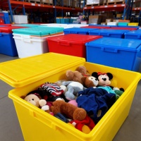 Conteneurs de stockage en plastique empilables, recyclables, écologiques, avec couvercle anti-fuite, boîtes de déménagement, logistique