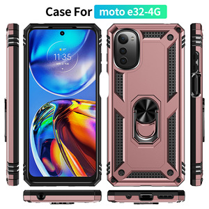 Coques de téléphone portables uniques en TPU et PC avec support métallique et anneau de maintien pour Motorola Moto E32 4G - Product Image 2