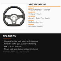 Setir Mobil Kulit Serat Karbon untuk Volkswagen Passat CC B8 Jetta R Line Style Flat Bottom Desain Sporty Upgrade