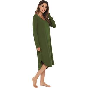 Chemise de nuit personnalisée en viscose de bambou pour femme, manches longues, douce, rafraîchissante, pyjama, vêtements de nuit, tailles S à 4X - Product Image 4