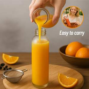 ढक्कन के साथ साफ कांच की बोतलें, 18 औंस, जूस के लिए स्टेनलेस स्टील कैप के साथ पानी की बोतलें - Product Image 4