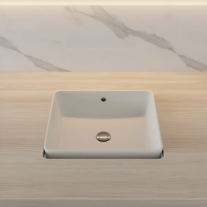 Évier de salle de bain rectangulaire en céramique blanche 18x12 à encastrer avec trop-plein - Product Image 2