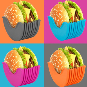 Support à <span class=keywords><strong>burger</strong></span> carré extensible et réglable en silicone, boîte de rangement fixe, pince porte-<span class=keywords><strong>burger</strong></span> réutilisable et écologique pour hamburgers - Product Image 2