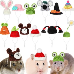 Mini-chapeau personnalisable fait main en crochet pour petits animaux : hamster, perroquet, oiseau, lézard, serpent – Accessoire mignon et exotique pour petits animaux de compagnie - Product Image 1