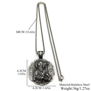 Europäische und Amerikanische Retro-Halskette mit Papst-Weisheits-Sage-Erzbischof-Anhänger aus Titanstahl, Herren-Edelstahlkette - Product Image 5