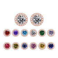 Bijoux fins haut de gamme, boucles d'oreilles en argent 925 avec rubis, saphir, émeraude et zircon naturels, collection de pierres de naissance de luxe