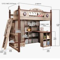 Imeboy — lit superposé multifonctionnel, lit en bois massif avec penderie, bureau, tiroirs, et étagères, lit à Double étages pour enfants