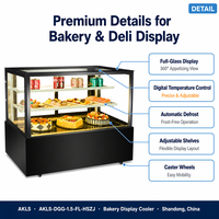 Vitrine réfrigérée commerciale 420L à 2 portes entièrement vitrées, refroidissement par air, R290a, pour pâtisserie, gâteaux, pâtes et desserts