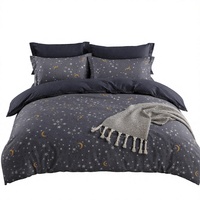 Set Sprei Katun Bintang Langit Bulan Poland Stock Grey Gold Crescent untuk B&B EU Dropshipping 3pcs