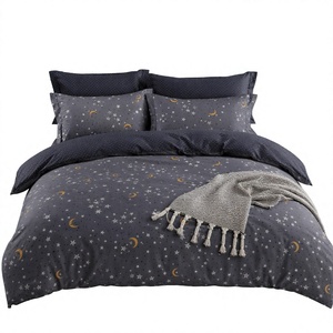 Poland Stock <b>Celestial</b> Star Moon Cotton <b>Bedding</b> Set Grey Gold Crescent Duvet Cover for B&B EU Dropshipping 3pcs - Product Image 1