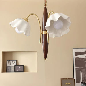 Lustre Nordique Rétro Français pour Salle à Manger et Cuisine, Métal, Bois, Céramique, Haute Qualité, Nouveau Design, Lustre en Céramique Fleur <span class=keywords><strong>Olina</strong></span> - Product Image 4