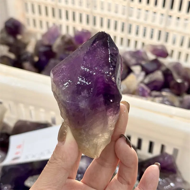 Wholesale bulk fengshui stone healing quartz rough amethyst wand for sale