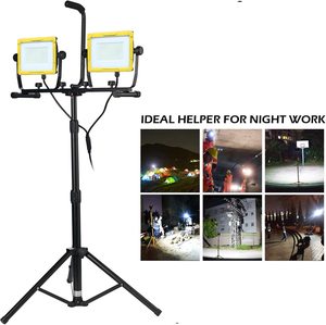 20000 Lumen 200W Dual Head <b>LED</b> Work <b>Light</b> Stand Waterproof IP65 5000K Daylight 120 Beam Angle Adjustable Tripod Individual WD-66 - Product Image 4