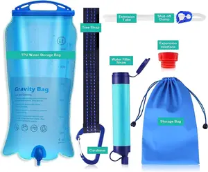 Filtro de água Portátil Gravity-Fed Purificador de Água com 3L Gravity Bag Tree Strap BPA Free Survival Engrenagem e Equipamentos para Camping