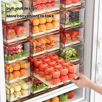 Boîte de rangement pour réfrigérateur de type tiroir, bac de conservation des aliments frais, panier de drainage, organisateur de réfrigérateur, bac de rangement transparent