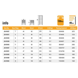 <span class=keywords><strong>Escalera</strong></span> telescópica de acero de 7, 8, 9, 10, 11, 12, 13, 14, <span class=keywords><strong>15</strong></span>, 16 peldaños, longitud de 2.7m, 3.1m, 3.5m, 3.9m, 4.3m, 4.7m, 5.1m, 5.5m, 5.9m, 6.3m - Product Image 5
