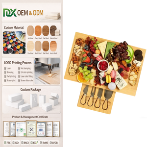 <span class=keywords><strong>Plateau</strong></span> de service rectangulaire en bambou unique DX pour <span class=keywords><strong>charcuterie</strong></span> et fromages, avec 4 couteaux en acier inoxydable, <span class=keywords><strong>plateau</strong></span> de service en bois épais - Product Image 1