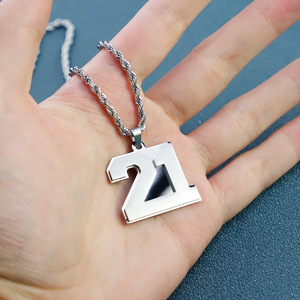 Nouveauté Collier Pendentif <span class=keywords><strong>Chiffre</strong></span> Géométrique en Acier Inoxydable Chaîne Maillons Tendance pour Femme et Homme Anniversaire Gamme de Chiffres 00-30 - Product Image 6