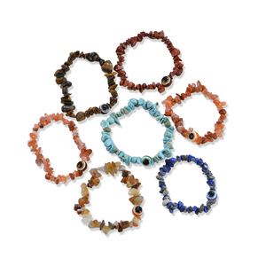 Evil Eye Natural Crushed Stone <b>Bead</b> <b>Bracelet</b> Crystal Elastic Raw Stone Blue Eye <b>Bracelet</b> For Gift - Product Image 5